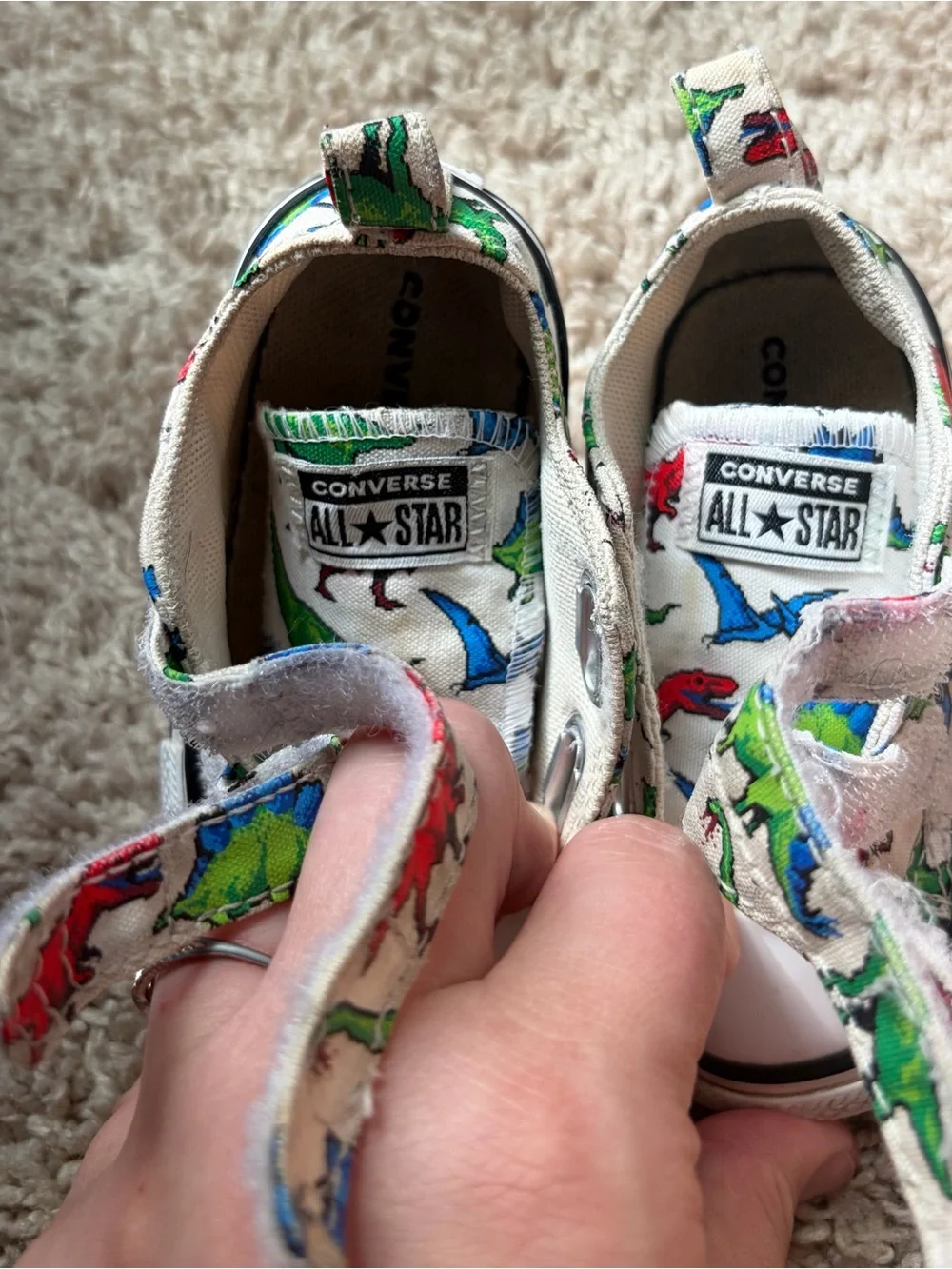 Converse All Star Toddler Size 4 Dinosaur Print Velcro Sneakers
